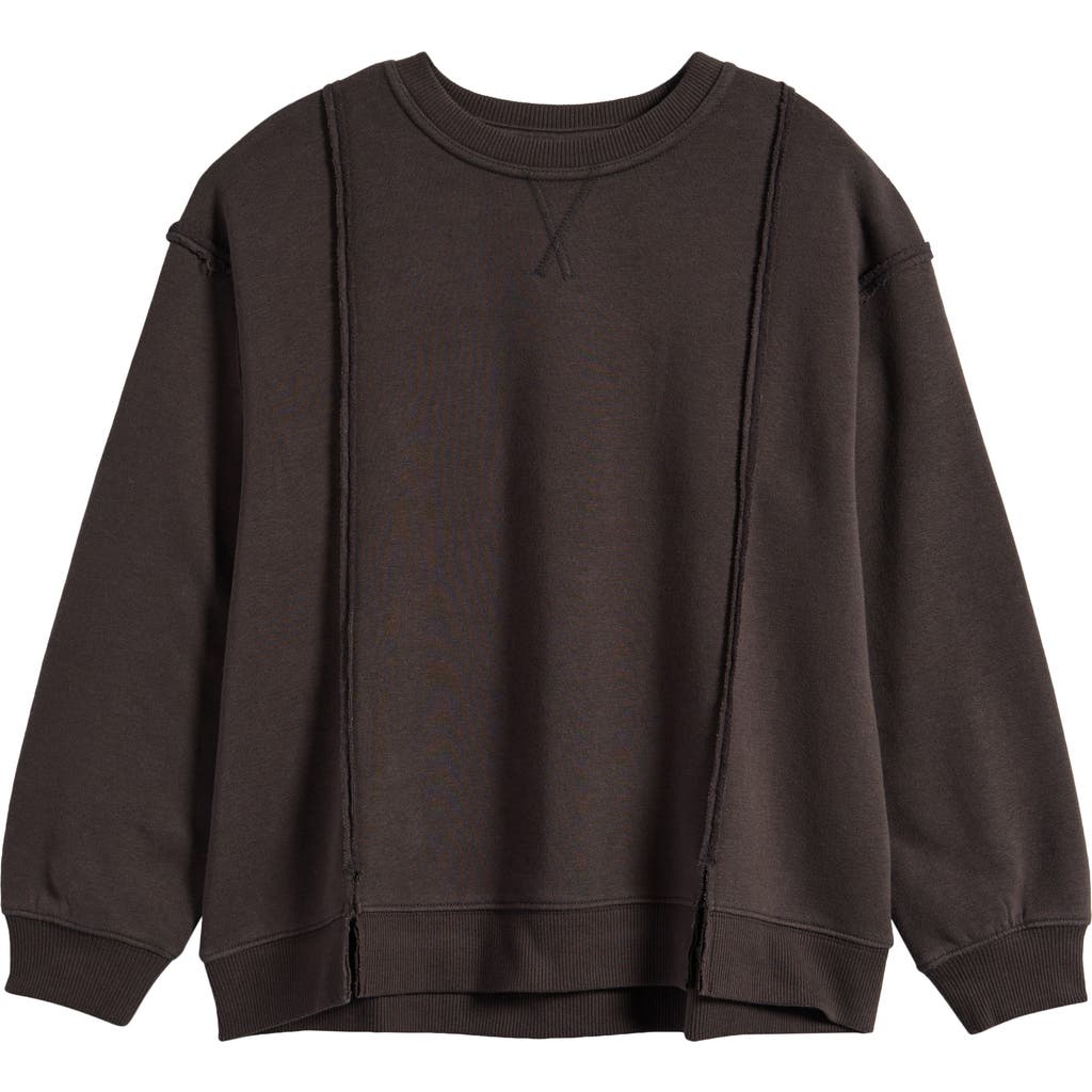 Treasure & Bond Kids' Split Hem Sweatshirt in Black Raven