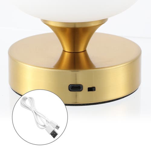 Jonathan Y Owen Bohemian Farmhouse Iron Rechargeable Integrated Portable Led Table Lamp In Brass Gold