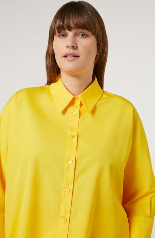 Shop Marina Rinaldi Arizona Cotton Button-up Shirt In Bright Yellow