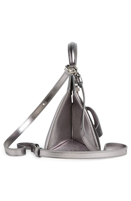 Shop Maison Margiela Small Snatched Metallic Leather Top Handle Bag In Metallic Grey