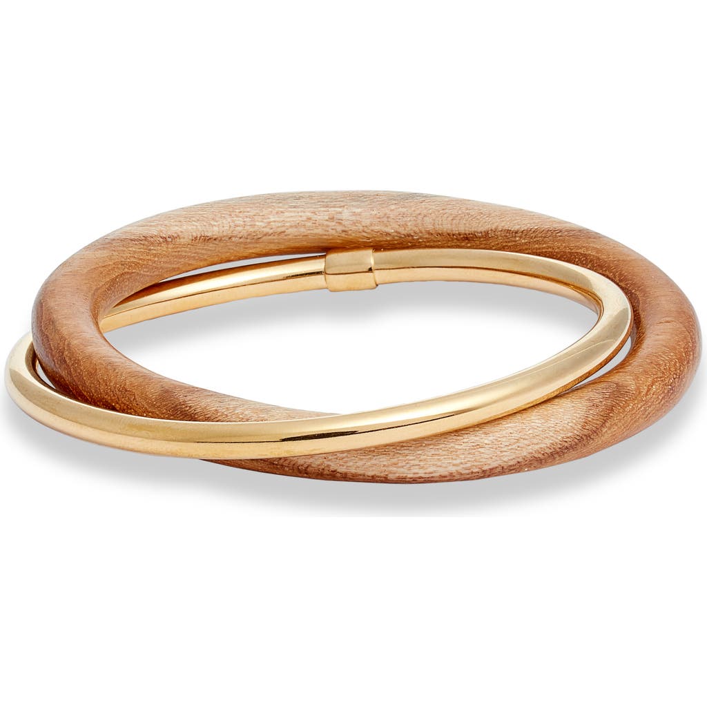 Soko Interlocked Bangle In Gold/wood