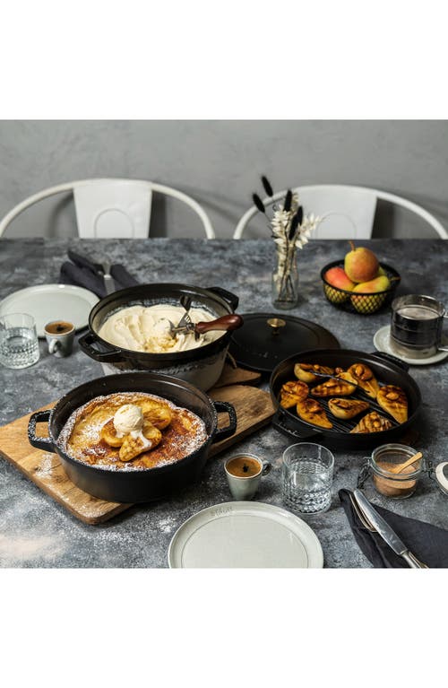 Staub Black Stackable Cast-iron Set Of Four With Lid In Black
