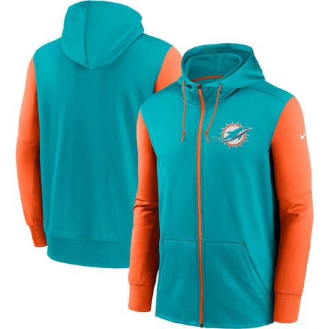 Men's Starter Aqua/Orange Miami Dolphins Running Back Full-Zip Hoodie