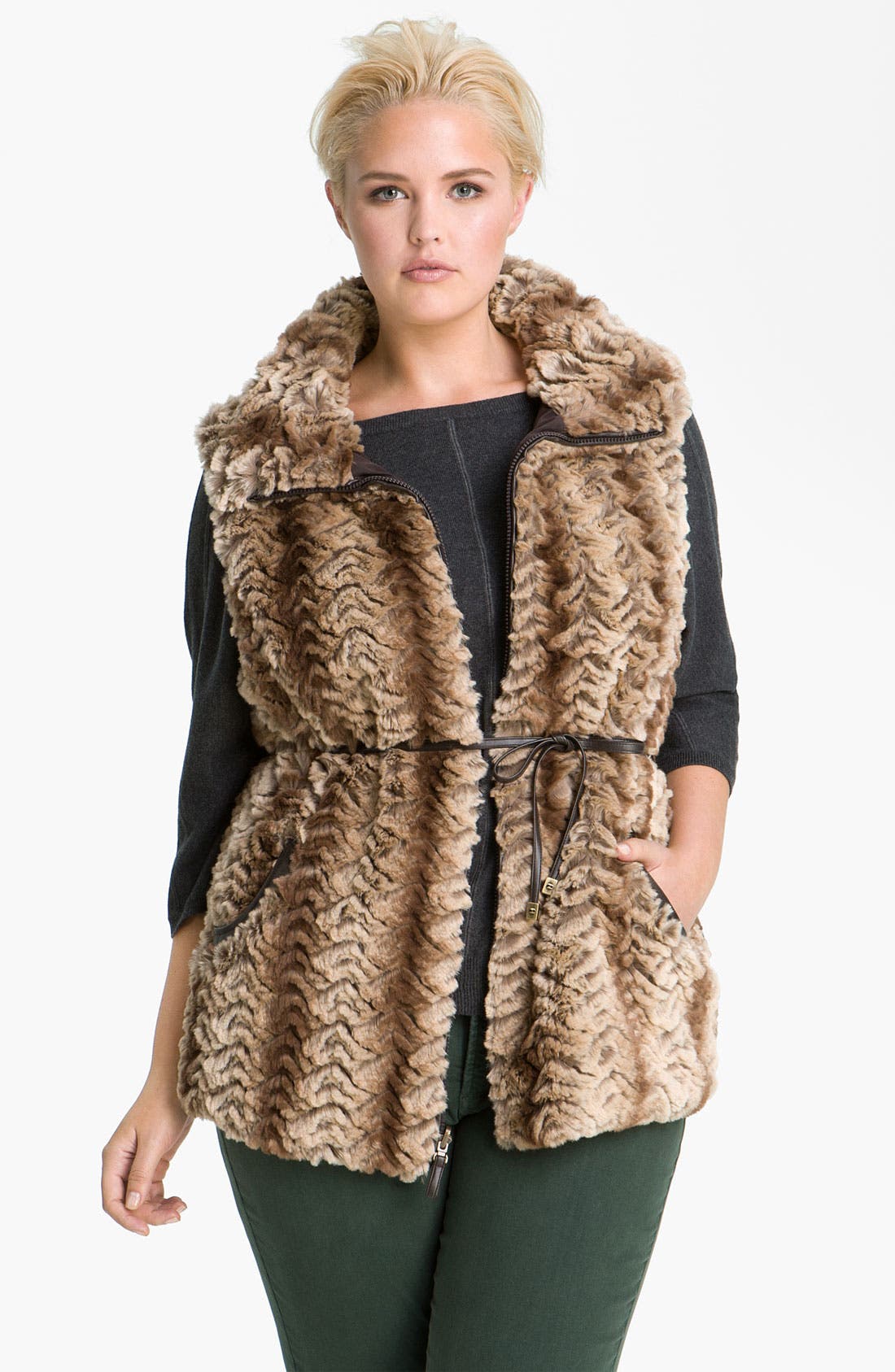 Gallery Reversible Faux Fur Vest (Plus) Nordstrom