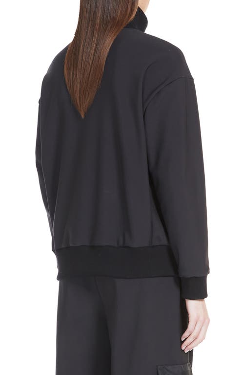 Shop Max Mara Leisure Porfido Mixed Media Half-zip Sweatshirt In Black