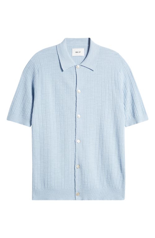 Nolan 6577 Knit Short Sleeve Button-Up Shirt in Winter Sky
