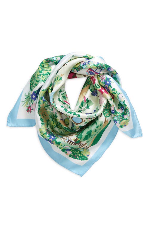 Garden Map Silk Bandana in Sky Blue