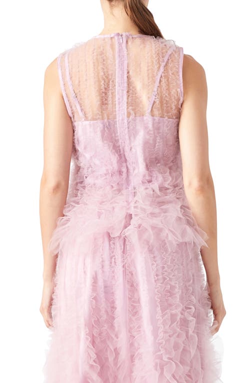 Shop Endless Rose Ruffle Sleeveless Tulle Top In Mulberry