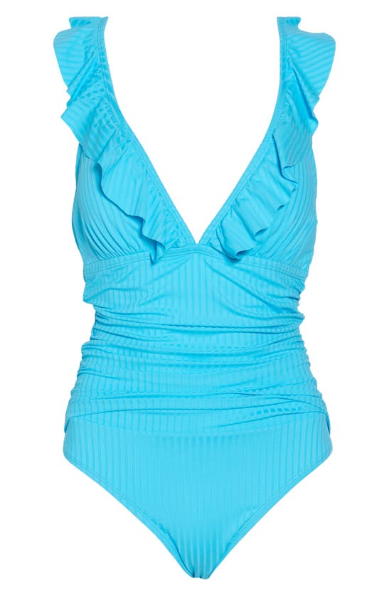 Shop Bleu By Rod Beattie Mio Ruffle One-piece Swimsuit In Blue Skies