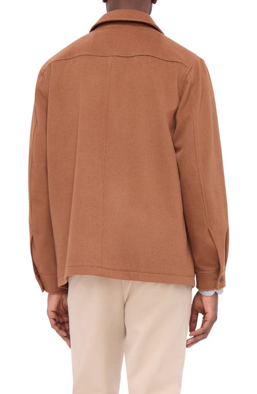 Shop Bugatchi Wool Blend Shirt Jacket In Cinnamon