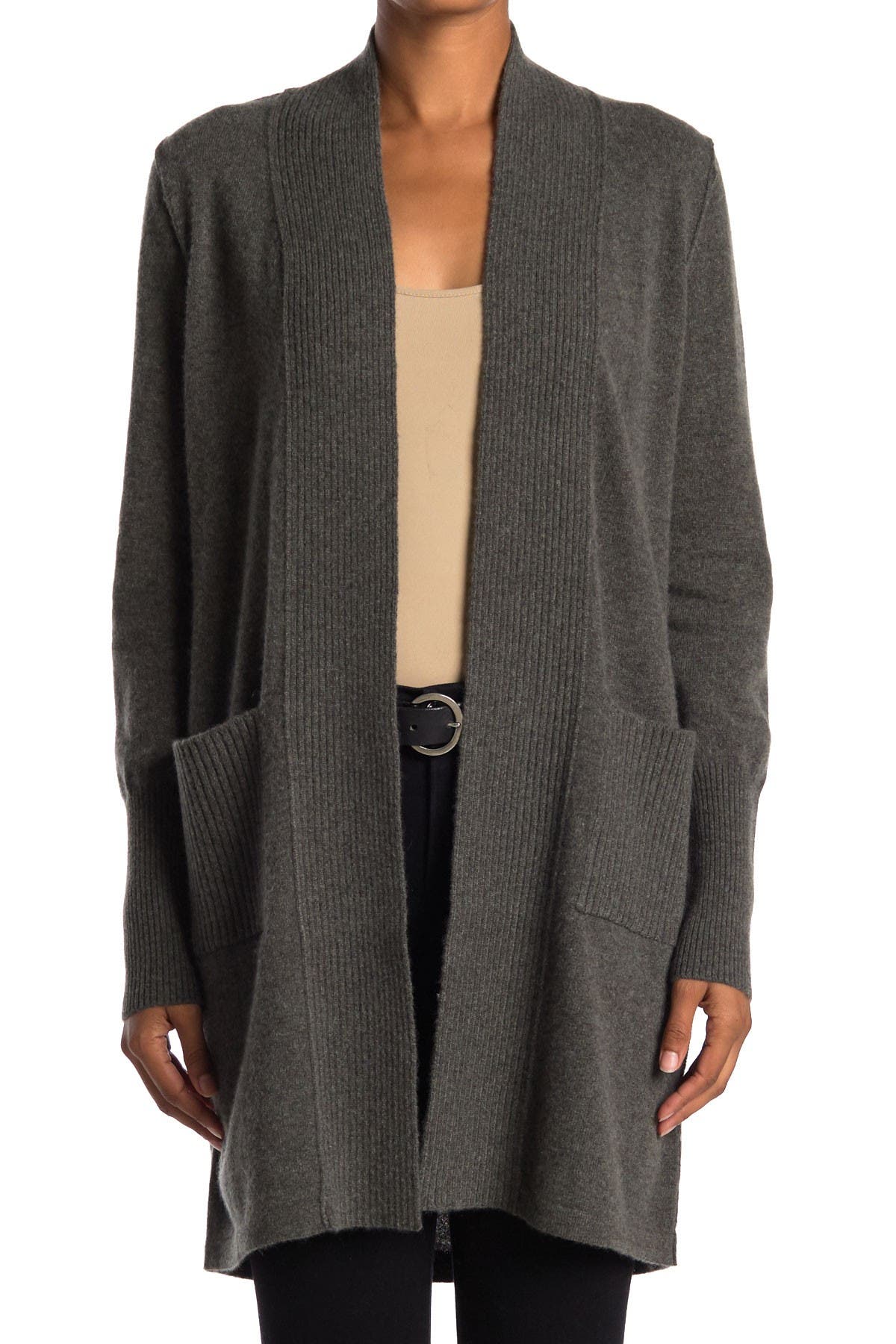 Magaschoni | Ribbed Open Front Cashmere Long Cardigan | Nordstrom Rack