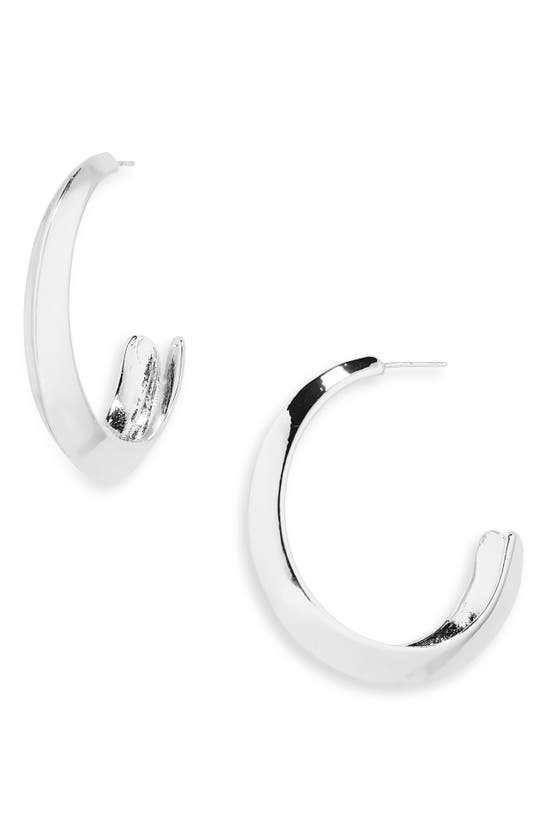 Shop Tasha Knife Edge Hoop Earrings In Silver