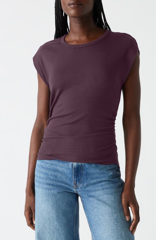 Michael Stars Joni Power Shoulder Rib Top In Beetroot