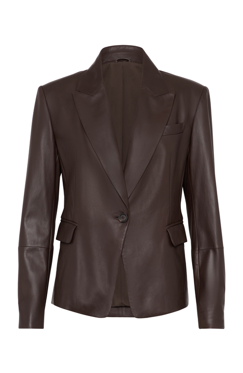 BRUNELLO CUCINELLI BRUNELLO CUCINELLI NAPPA LEATHER JACKET WITH MONILI 