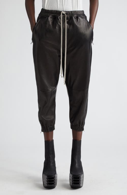Rick Owens Crop Leather Joggers Black at Nordstrom, Us