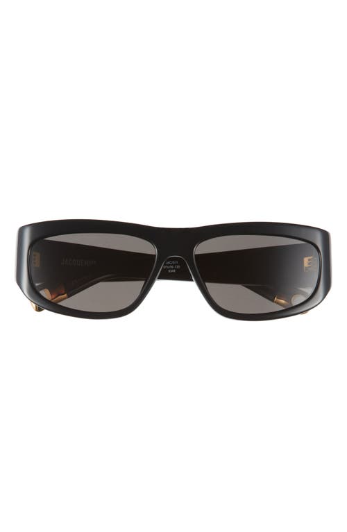 Jacquemus Les Lunettes 57mm Pilot Sunglasses In Black/yellow Gold/grey