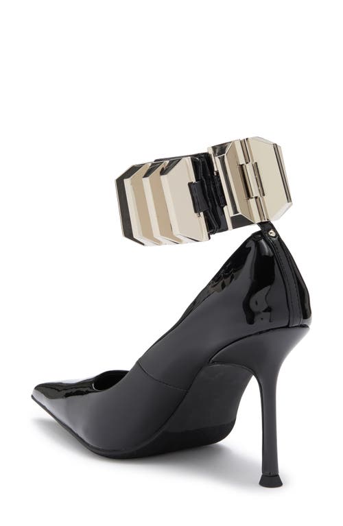 Shop Jeffrey Campbell Risk It Ankle Strap Pointed Toe Pump In Black Patent Silver