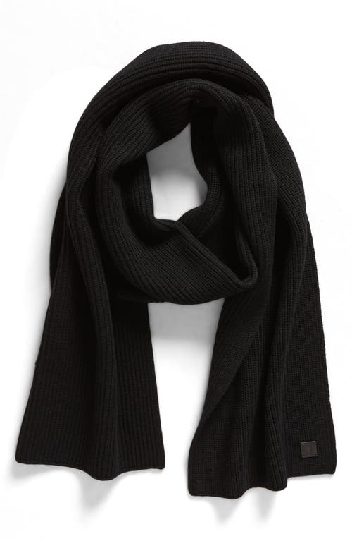 AllSaints Merino Wool Rib Scarf in Black at Nordstrom