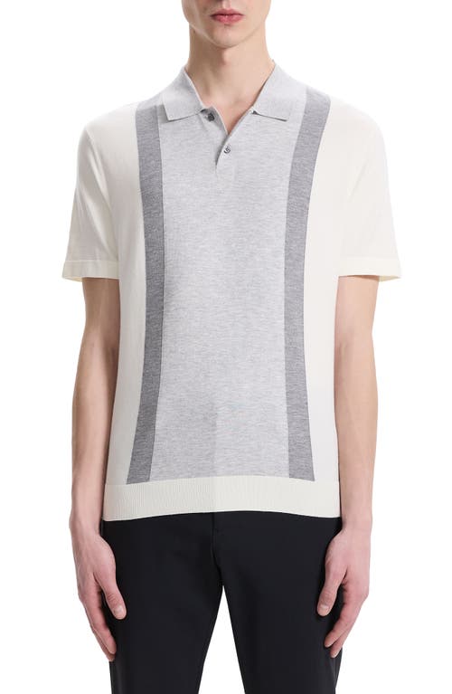 Theory Colorblock Stripe Polo Grey Ivory Multi at Nordstrom,