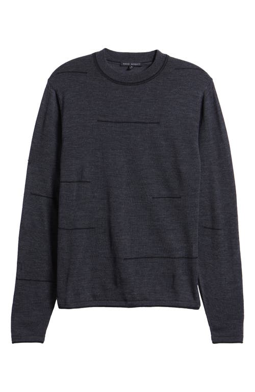 Shop Robert Barakett Albany Broken Stripe Wool Crewneck Sweater In Grey