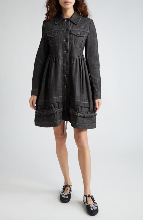 Cecilie Bahnsen Verona Long Sleeve Denim Shirtdress Black at Nordstrom, Us