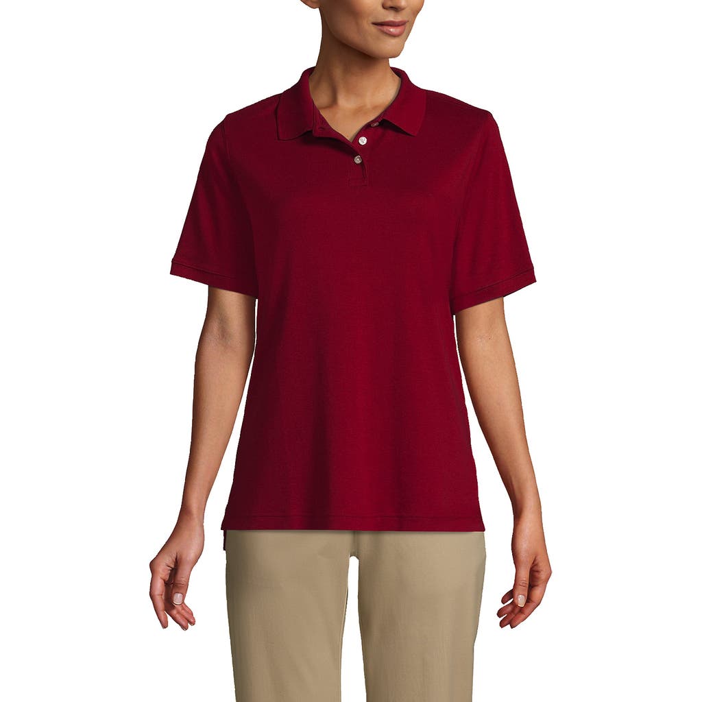 Lands' End School Uniform Short Sleeve Interlock Polo Shirt In Garnet