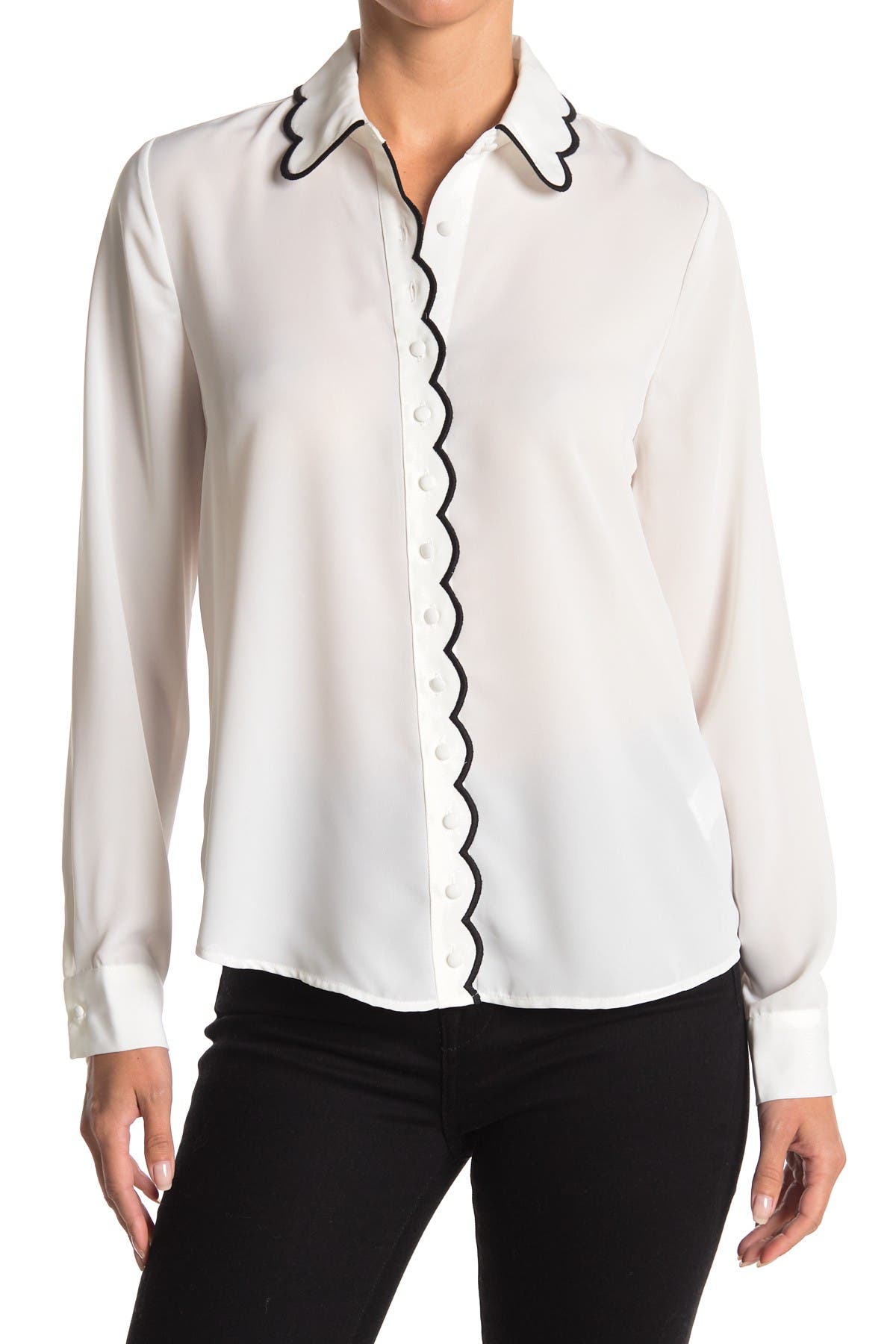 Laundry By Shelli Segal Embroidered Scallop Detail Blouse Nordstrom