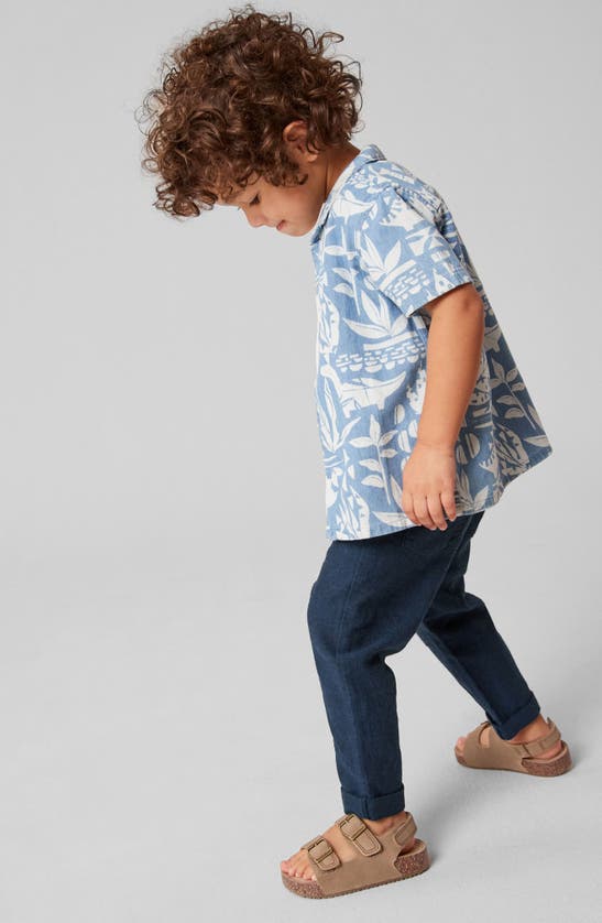Shop Next Kids' Linen & Cotton Drawstring Pants In Blue