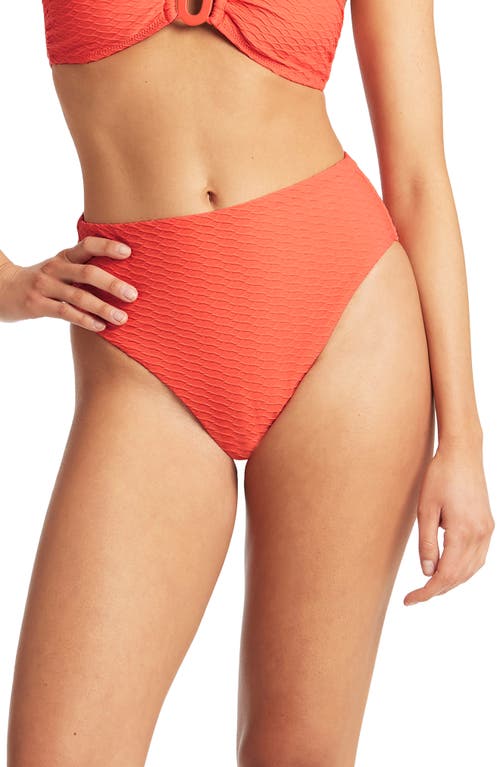 Retro High Waist Bikini Bottoms in Tangerine