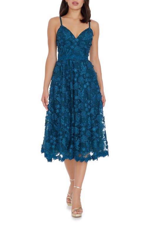 Dress the Population Tahani Floral Embroidered Fit & Flare Midi at Nordstrom,