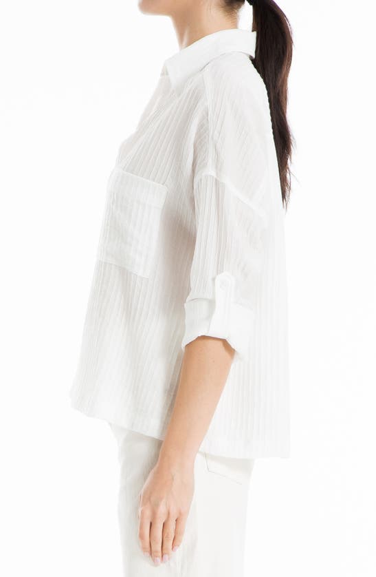 Shop Max Studio Textured Roll Tab Sleeve Top In Ivory