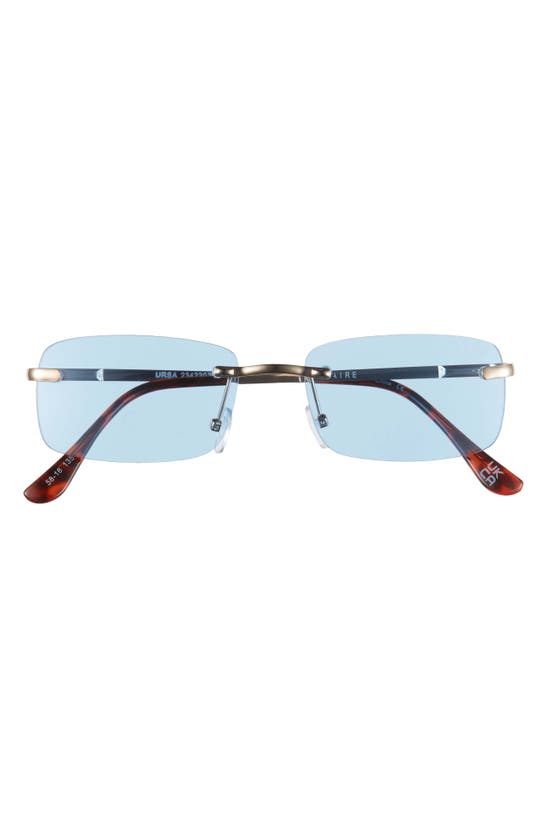 Aire Ursa 55mm Rectangular Sunglasses In Gold / Sky Blue Tint