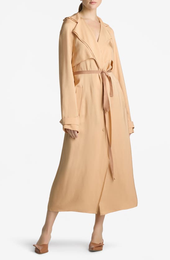 Shop St John St. John Collection Crepe Back Satin Trench Coat In Macaroon