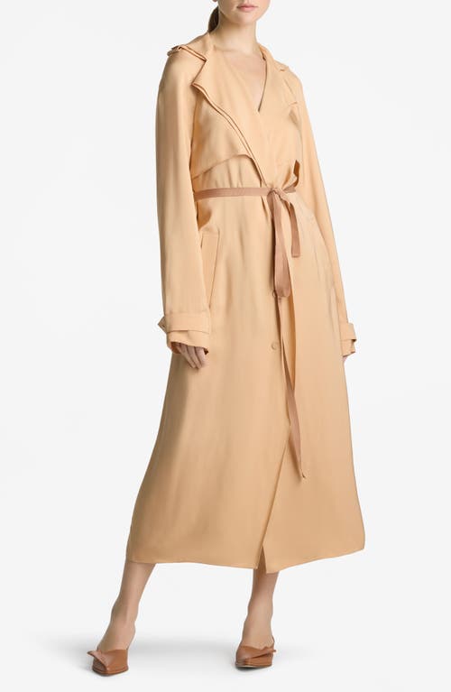 St. John Collection Crepe Back Satin Trench Coat Macaroon at Nordstrom,