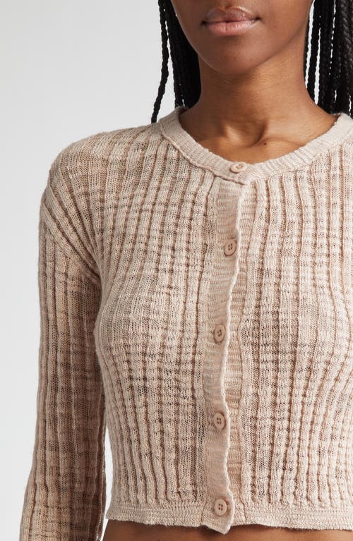 Shop Acne Studios Kiko Rib Linen Blend Cardigan In Dusty Pink