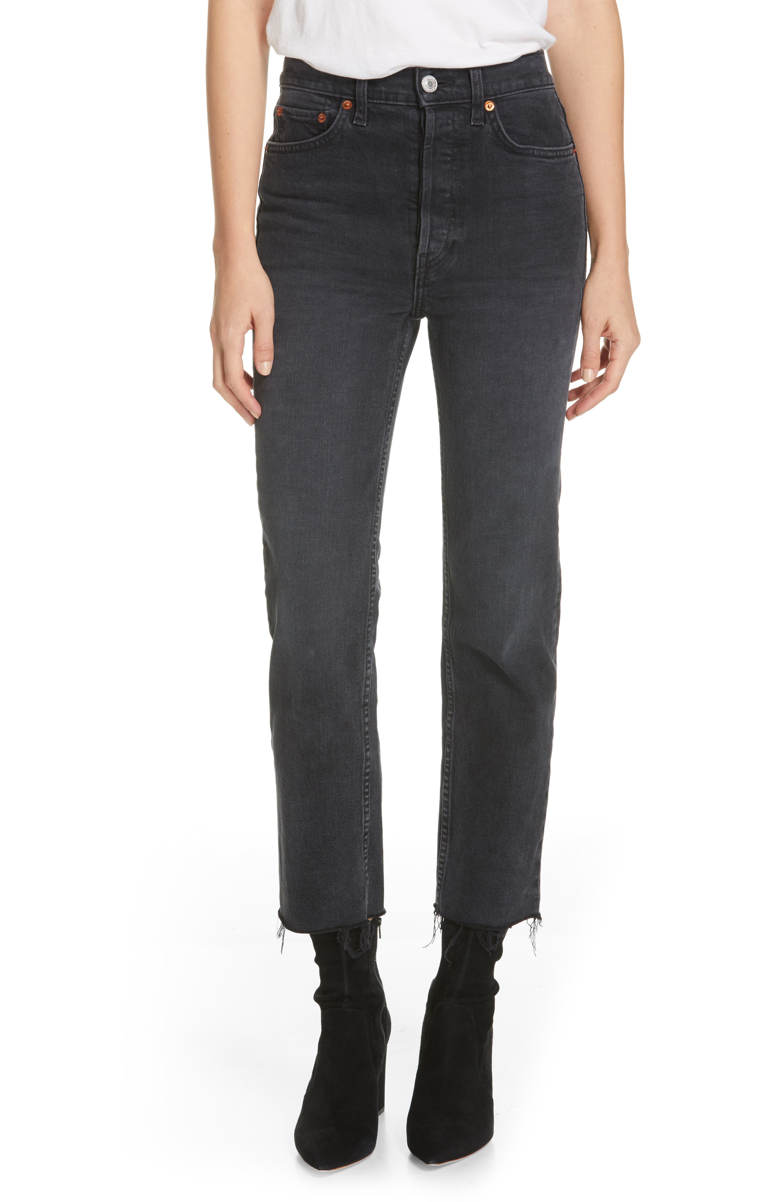 Re/Done Originals High Waist Stovepipe Jeans (Faded Black 85) Nordstrom