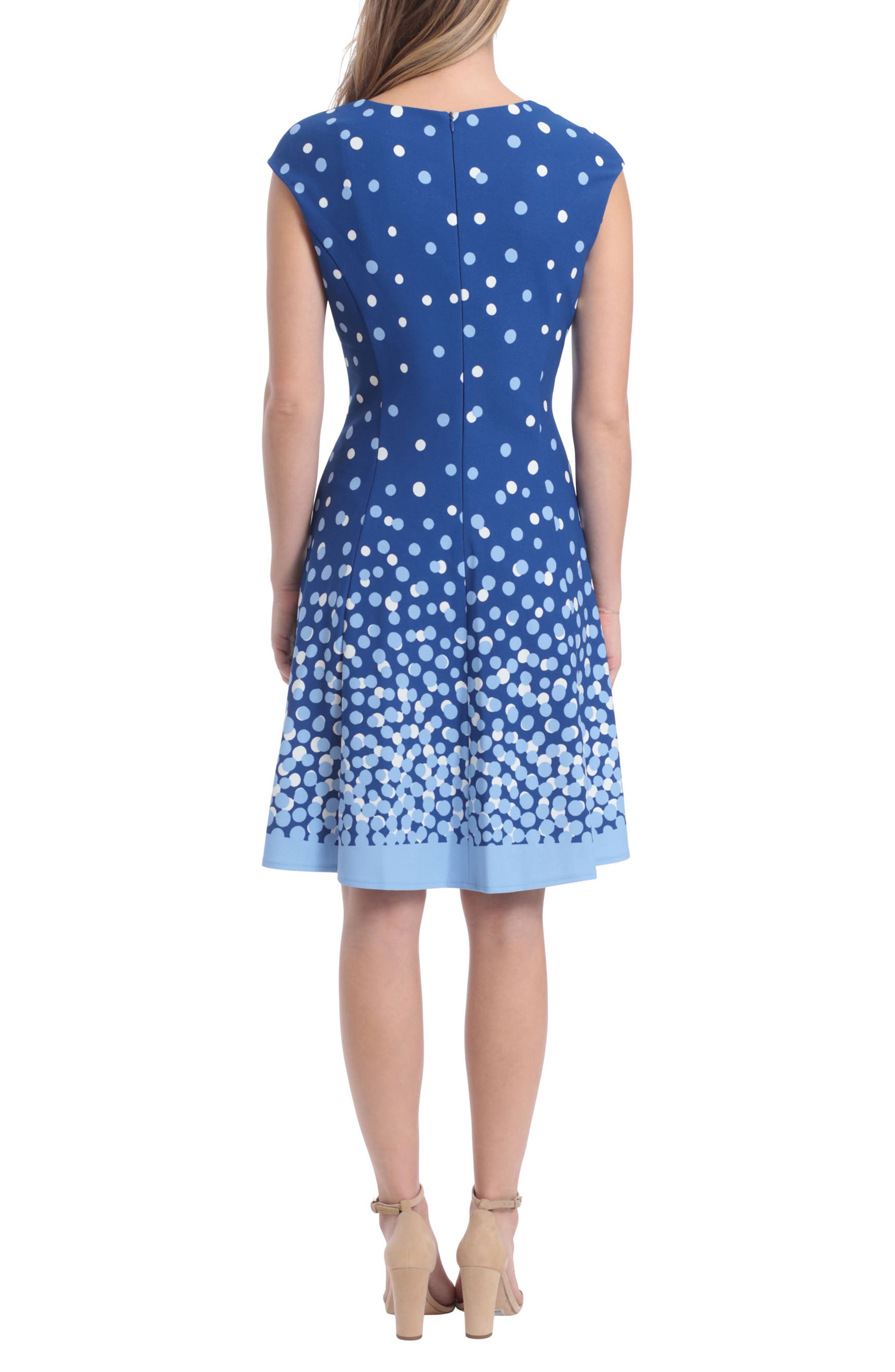 London Times Dot Fit & Flare Scuba Dress Nordstromrack