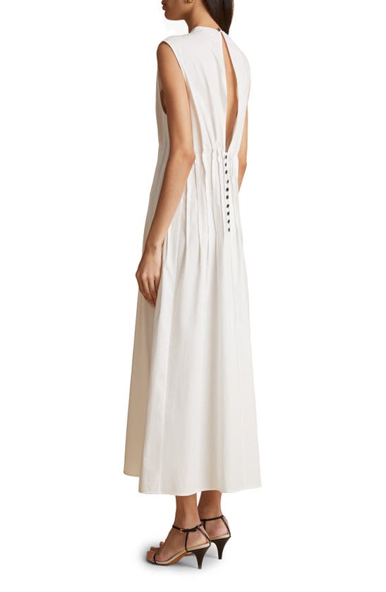 Shop Khaite Wes Pleated Cotton Poplin Dress In White