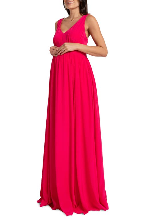 Seraphine Pleat Waist Maternity-to-Nursing Maxi Dress Pink at Nordstrom,