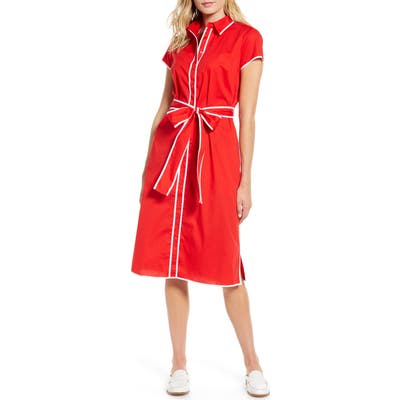Petite 1901 Tipped Shirtdress, Red