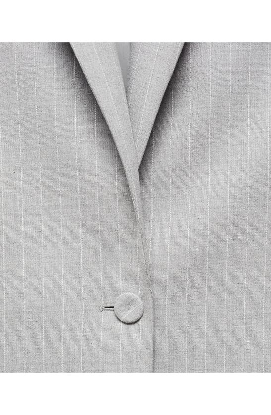 Mango Pinstripe Jacket In Medium Heather Grey