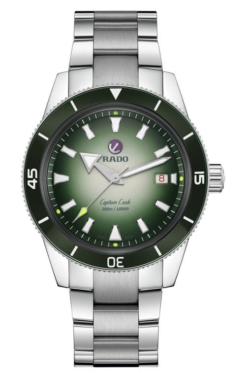 RADO Captain Cook x Cameron Norrie Bracelet Watch, 42mm in Green at Nordstrom