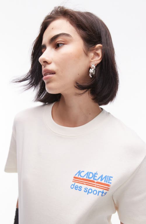 Shop Topshop Académie Des Sports Graphic T-shirt In Ivory