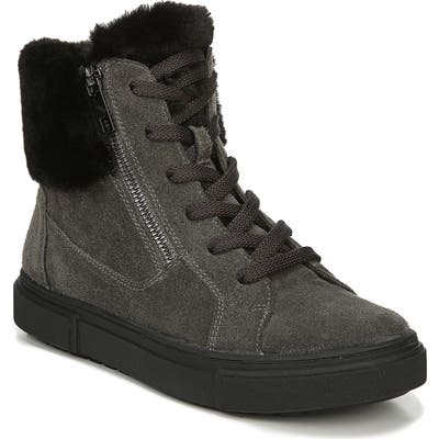 Naturalizer Baker Faux Fur Trim High Top Sneaker, Grey
