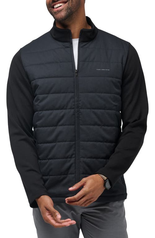 Travismathew Point Of Sail Stretch Mixed Media Puffer Jacket In Black