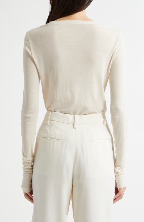 Shop Weekend Max Mara Vistola Long Sleeve Cotton Knit Top In Ecru