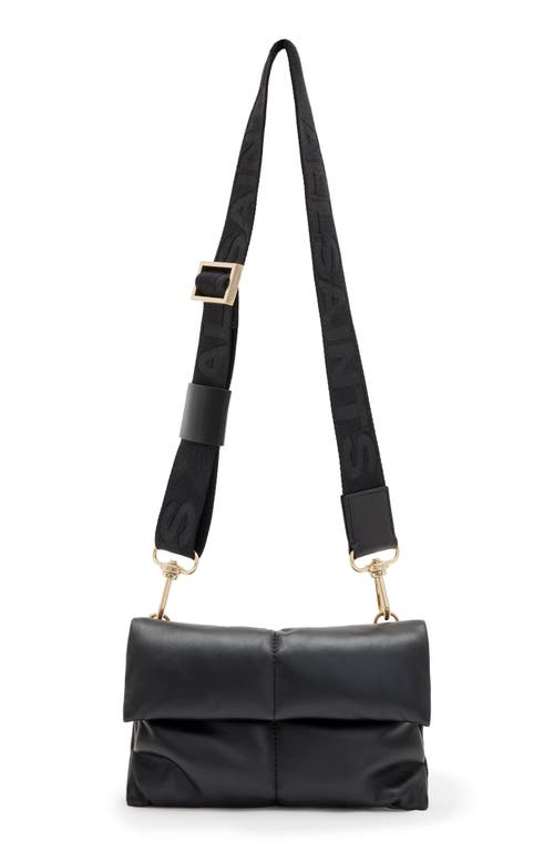 AllSaints Ezra Logo Strap Leather Crossbody Bag in Black at Nordstrom