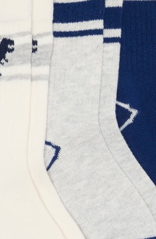 Shop Nordstrom Kids' Assorted 3-pack Crew Socks In Ivory- Navy Dino Crew Pack