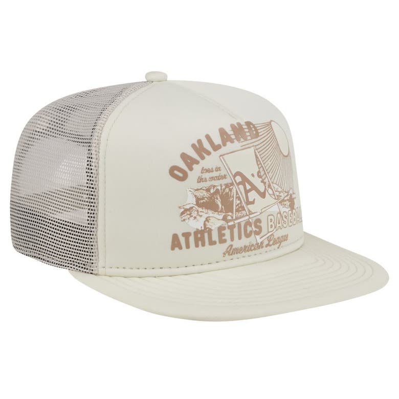 Shop New Era Khaki Oakland Athletics Almost Friday A-frame 9fifty Trucker Snapback Hat