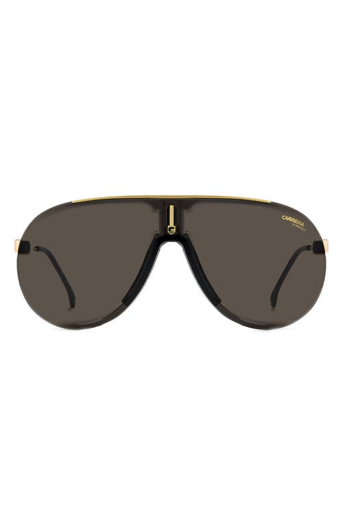 Carrera Eyewear Superchampion 99mm Aviator Sunglasses in Black Gold/Gray
